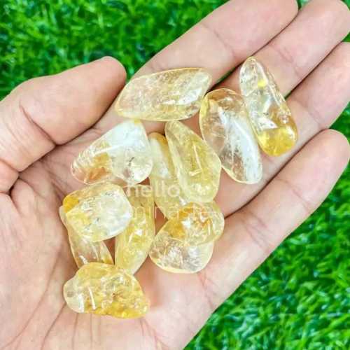 yellow citrine crystal small pieces on hand